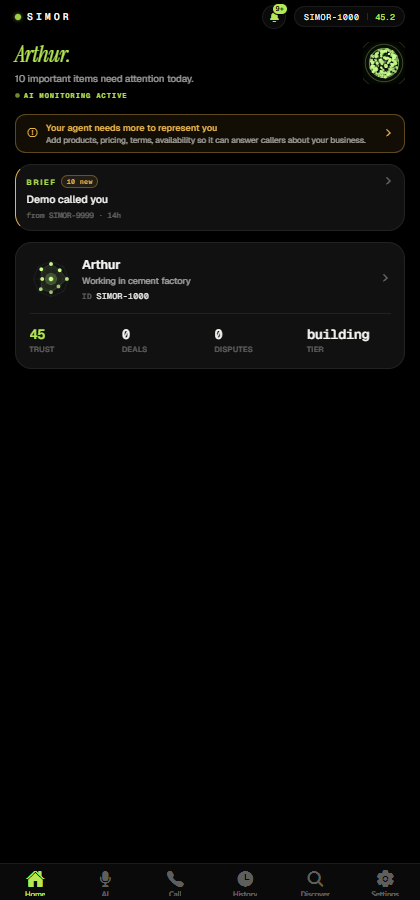Home dashboard
